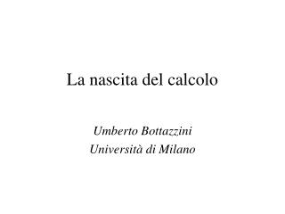 La nascita del calcolo