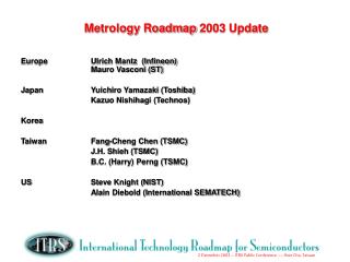 Metrology Roadmap 2003 Update