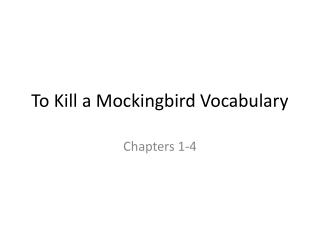 To Kill a Mockingbird Vocabulary