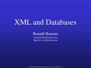 XML and Databases