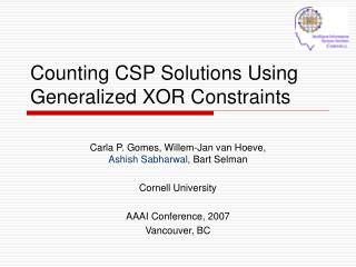 Counting CSP Solutions Using Generalized XOR Constraints