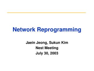 Network Reprogramming