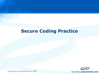 Secure Coding Practice