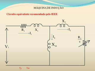 MÁQUINA DE INDUÇÃO Circuito equivalente recomendado pelo IEEE