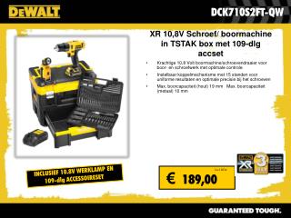 XR 10,8V Schroef/ boormachine in TSTAK box met 109-dlg accset