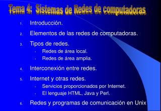 Tema 4: Sistemas de Redes de computadoras