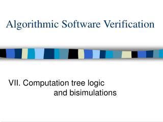 Algorithmic Software Verification