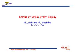 Status of BFEM Event Display N.Lumb and G. Spandre I.N.F.N.- Pisa