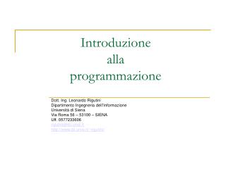 Introduzione alla programmazione