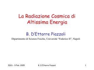 La Radiazione Cosmica di Altissima Energia