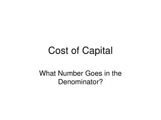 Cost of Capital