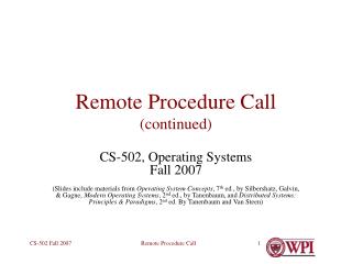 Remote Procedure Call (continued)