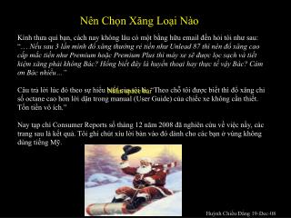 Nên Chọn Xăng Loại Nào