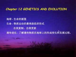 Chapter 12 GENETICS AND EVOLUTION
