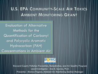 U.S. EPA Community-Scale Air Toxics Ambient Monitoring Grant