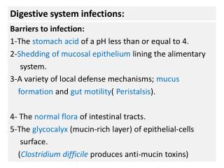 Digestive system infections: