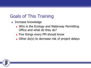 Goals of This Training