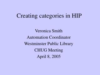 Creating categories in HIP