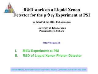 MEG Experiment at PSI R&amp;D of Liquid Xenon Photon Detector