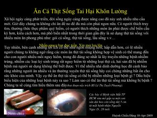 Ăn Cá Thịt Sống Tai Hại Khôn Lường