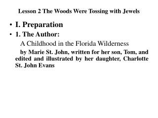 Lesson 2 The Woods Were Tossing with Jewels