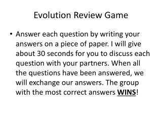 Evolution Review Game