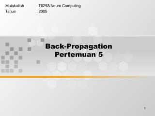 Back-Propagation Pertemuan 5