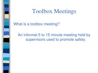 Toolbox Meetings