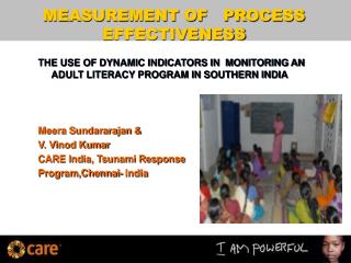 MEASUREMENT OF PROCESS EFFECTIVENESS