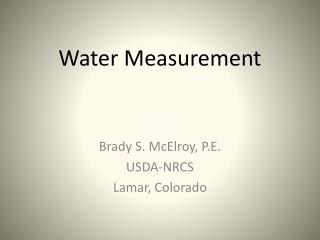 Water Measurement