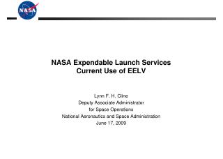 NASA Expendable Launch Services Current Use of EELV