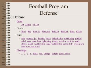 Football Program Defense