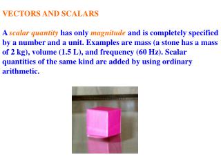 VECTORS AND SCALARS