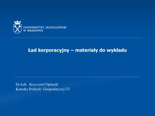 Ład korporacyjny – materiały do wykładu