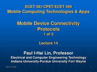 ECET 581/CPET/ECET 499 Mobile Computing Technologies &amp; Apps