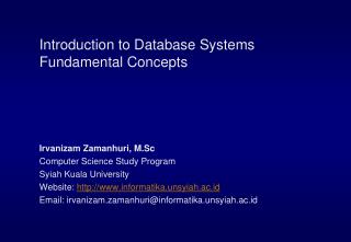 Introduction to Database Systems Fundamental Concepts