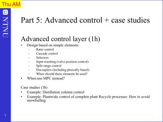 Part 5: Advanced control + case studies