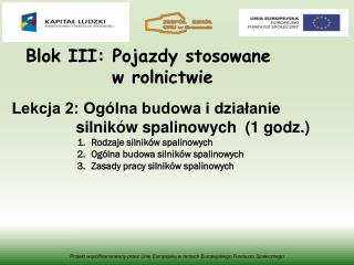 Blok III: Pojazdy stosowane w rolnictwie