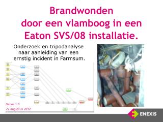 Brandwonden door een vlamboog in een Eaton SVS/08 installatie.