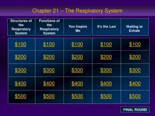 Chapter 21 – The Respiratory System