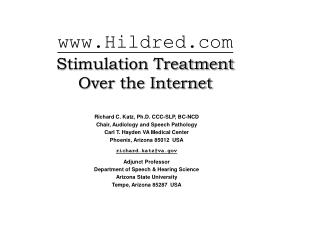 Hildred Stimulation Treatment Over the Internet