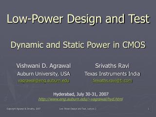 Low-Power Design and Test Dynamic and Static Power in CMOS