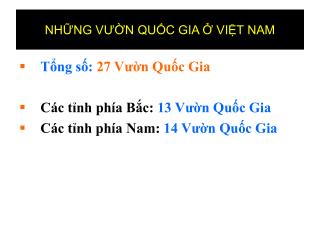 NHỮNG VƯỜN QUỐC GIA Ở VIỆT NAM