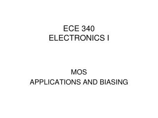 ECE 340 ELECTRONICS I