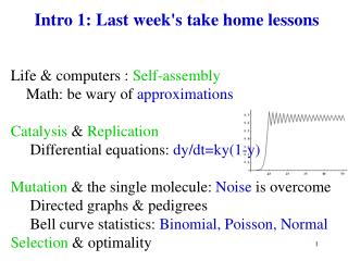 Intro 1: Last week's take home lessons