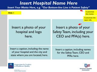 Insert Hospital Name Here Insert Your Motto Here, e.g. “Our Bottom-line Line is Patient Safety”
