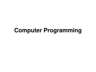 Computer Programming