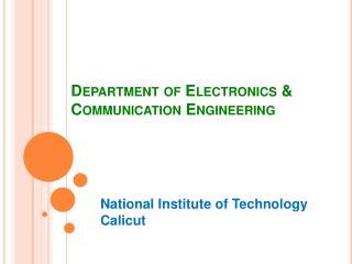 Department of Electronics & Communication Engineering