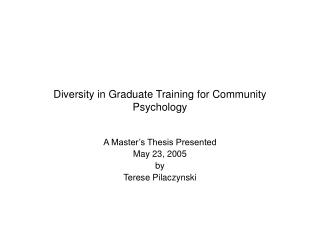 Diversity in Graduate Training for Community Psychology