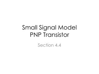 Small Signal Model PNP Transistor